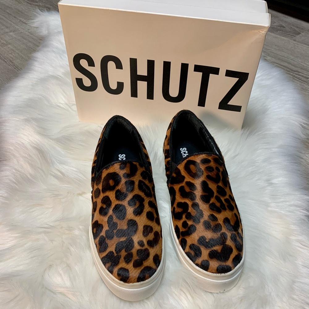 Schutz Amisha Leopard Pony Hair Slip On - Picture 2 of 6